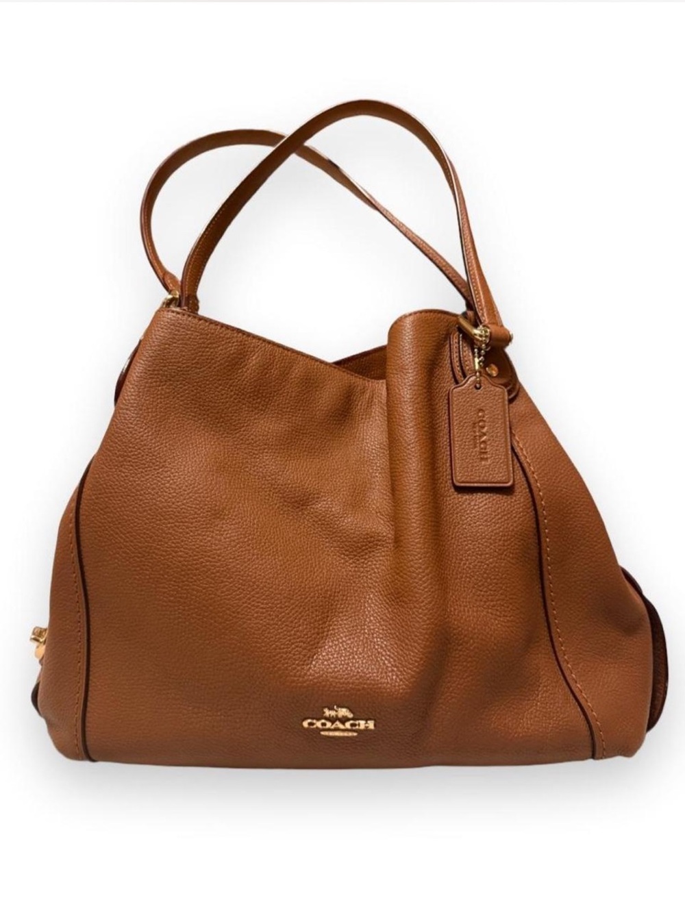 Coach Saddle Tan Edie Leather Shoulder Bag